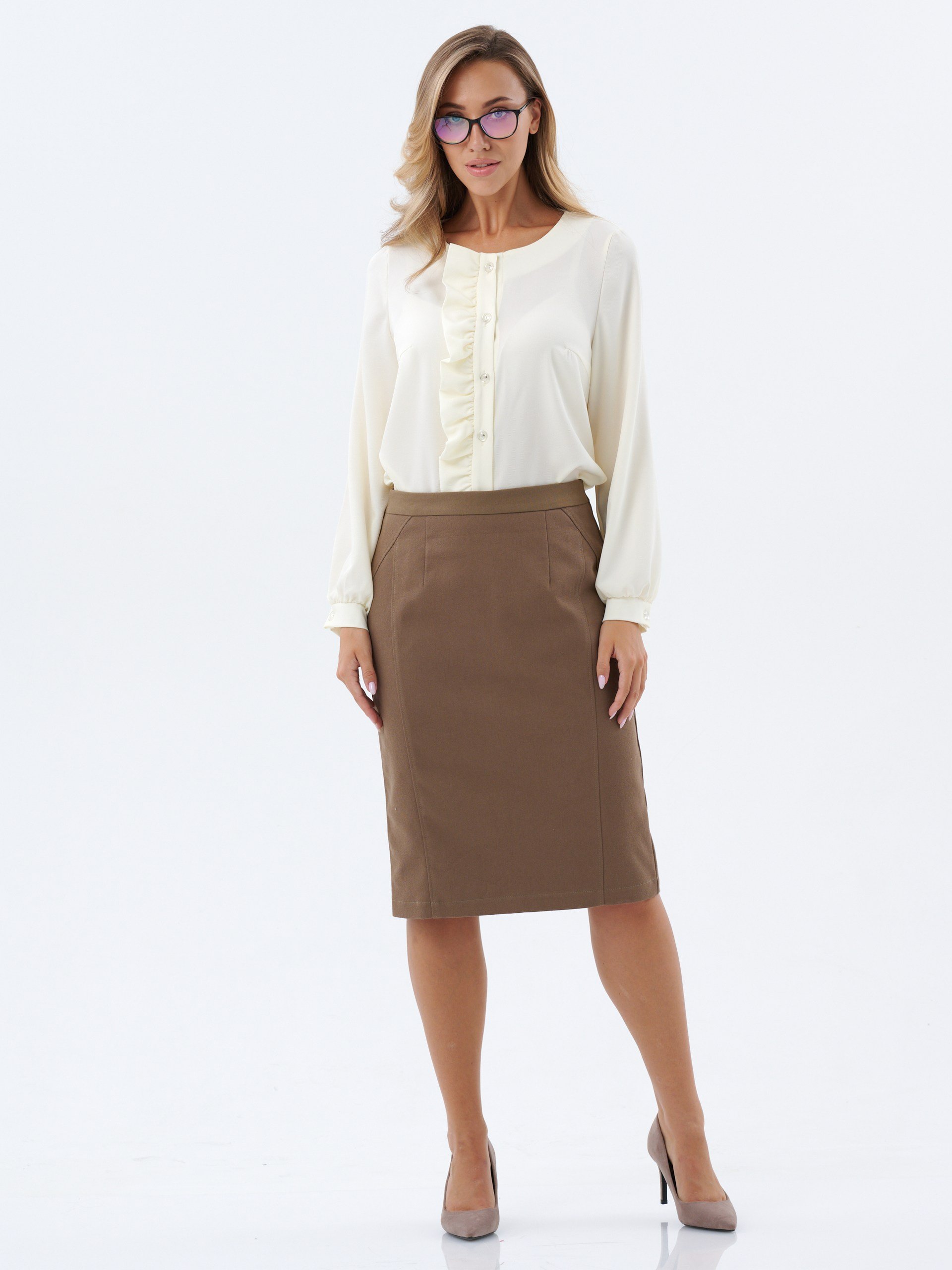 Юбка карандаш с рельефами капучино 