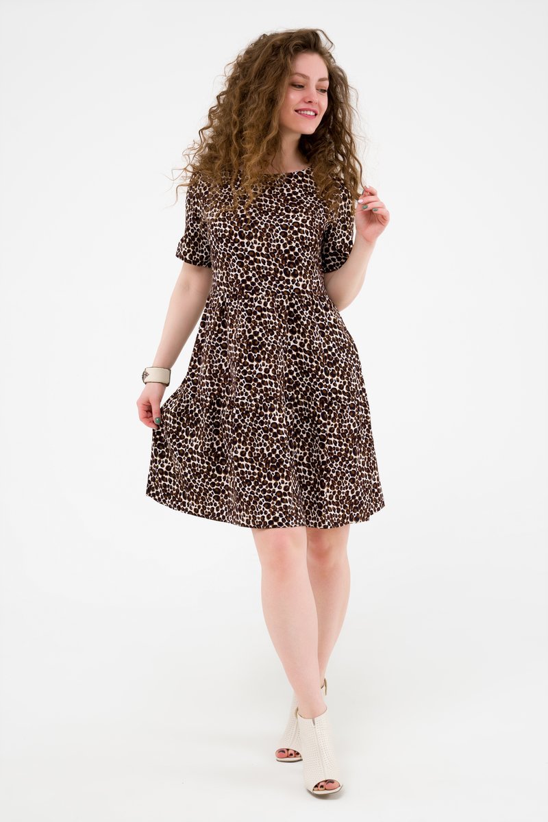 Платье ярусное коричневое