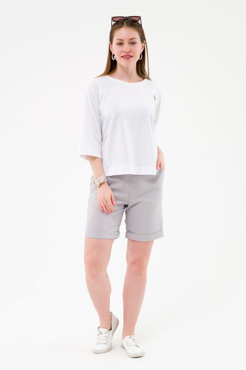 Шорты прямые с манжетами светло серый