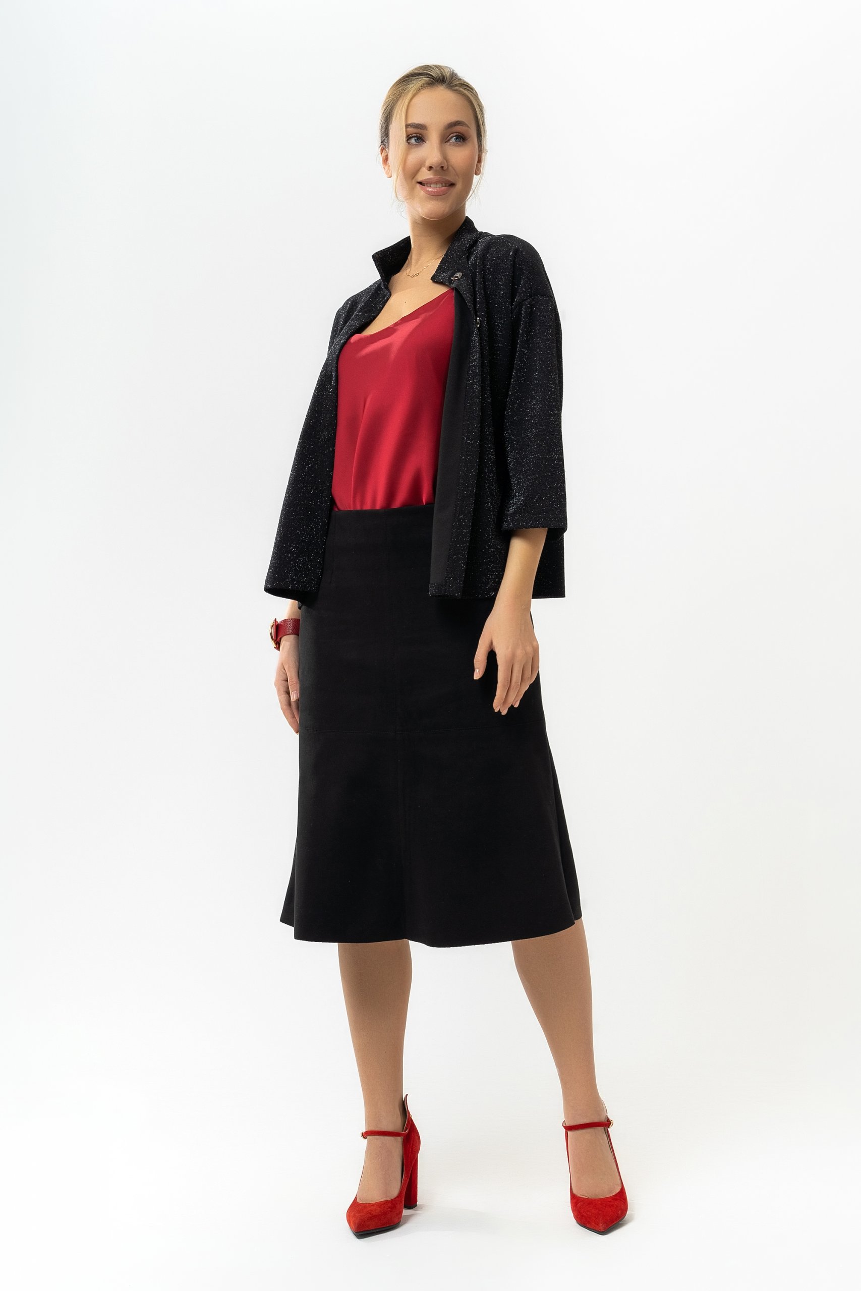 Юбка из замши черная