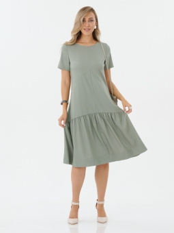 Платье летнее с ярусами зелёное 