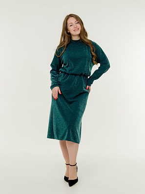 Платье трикотажное с люрексом зеленое